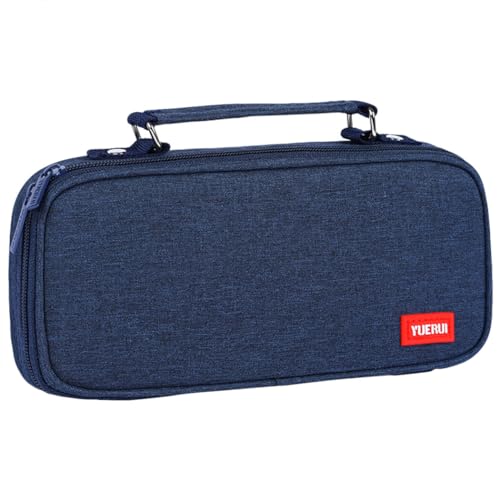 yeeplant Klassische tragbare Canvas-Stifttasche, einfache Aufbewahrungstasche, Make-up-Tasche für Schule, Reisen, Schreibwaren-Tasche, navy, Einheitsgröße von yeeplant