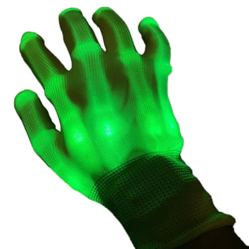 yeeplant Leuchtende Nylon-Handschuhe mit 6 Blinkmodi für coolen Neuheitseffekt, perfekt für Halloween, grün, Einheitsgröße yeeplant Leuchtende Nylon-Handschuhe mit 6 Blinkmodi für coolen Neuheitseffekt, perfekt für Halloween, grün, Einheitsgröße von yeeplant