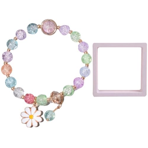 yeeplant Stretch-Armbänder mit Blumen-Akzenten und Kunstkristallverzierungen, 2 Stück, Glas, Kein Edelstein von yeeplant