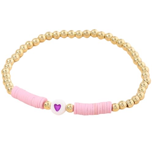 yeeplant Stretch-Freundschafts-Armband mit Perlen, Herz, modisch, schlicht, böhmisches Armband, CCB (kupferbeschichtete Perlen) + Keramik, Kein Edelstein von yeeplant