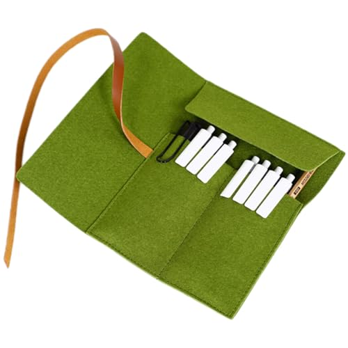 yeeplant Tragbares Filz-Federmäppchen, faltbar, groß, Kosmetiktasche, Pinselaufbewahrung, Make-up, niedliches Etui, Stift, leicht, grün, Einheitsgröße von yeeplant