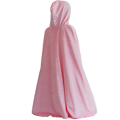 Kostüm für Mädchen, Prinzessin Elsa, Umang, Mantel für Halloween, Party, Cosplay, Winter, aus Samt, mit Kapuze, lang Gr. Large, rose von yeesn