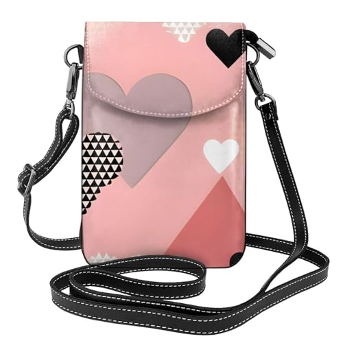 yefan Abstrakte Liebesdiagramm Damen-Umhängetasche, Handy-Geldbörse mit Reißverschluss und Schultertasche, verstellbarer Schultergurt. von yefan
