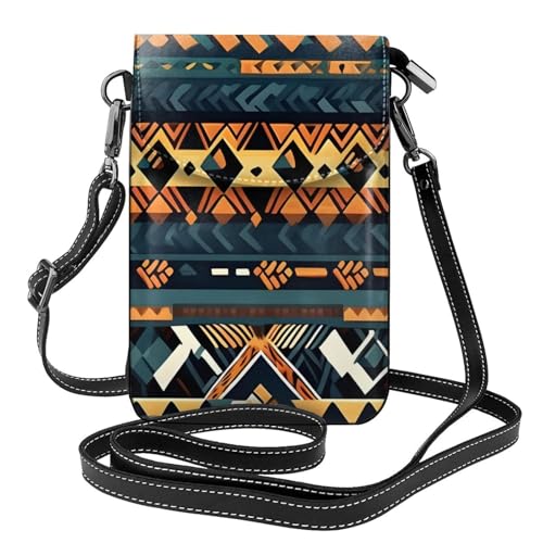 yefan Afrikanische Tribal ethnische Textur Damen Crossbody Tasche Reißverschluss Handy Geldbörse & Schultertasche Handtasche Verstellbarer Schultergurt von yefan