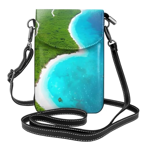 yefan An Island In The Ocean Damen-Umhängetasche, Handy-Geldbörse mit Reißverschluss und Schultertasche, verstellbarer Schultergurt. von yefan