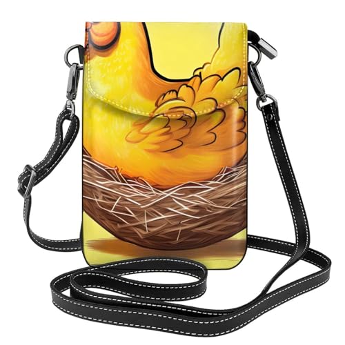 yefan Bird'S Nest Golden Chicken Damen-Umhängetasche, Handy-Geldbörse mit Reißverschluss, verstellbarer Schultergurt. von yefan