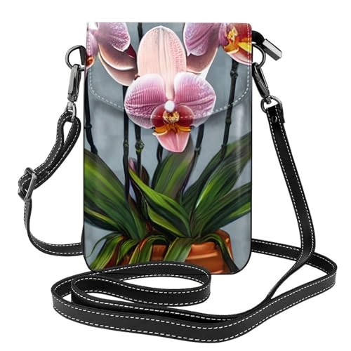 yefan Blooming Orchids Damen-Umhängetasche, Handy-Geldbörse mit Reißverschluss, verstellbarer Schultergurt. von yefan