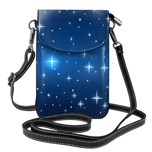 yefan Blue Star Pattern Damen Crossbody Bag Reißverschluss Handy Geldbörse & Schulterhandtasche Verstellbarer Schultergurt von yefan