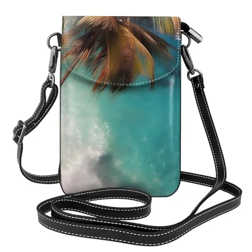 yefan Caribbean Islands Damen-Umhängetasche, Handy-Geldbörse mit Reißverschluss, verstellbarer Schultergurt. von yefan