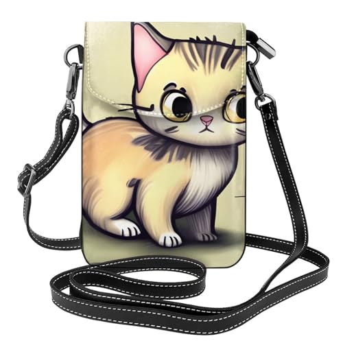 yefan Cat and Butterfly Damen-Umhängetasche, Handy-Geldbörse mit Reißverschluss, verstellbarer Schultergurt. von yefan