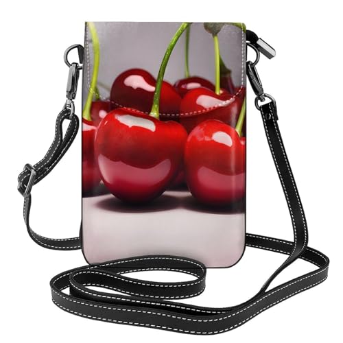 yefan Chilean Cherries Damen-Umhängetasche, Handy-Geldbörse mit Reißverschluss, verstellbarer Schultergurt. von yefan