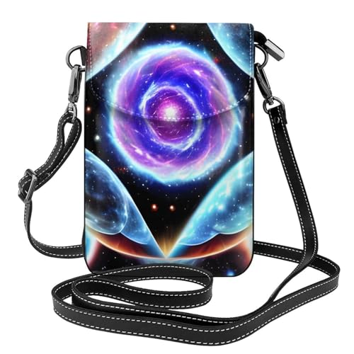 yefan Cosmic Stars Damen-Umhängetasche, Handy-Geldbörse mit Reißverschluss, verstellbarer Schultergurt. von yefan