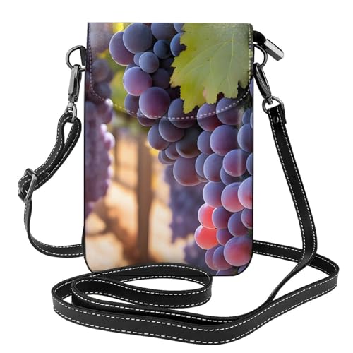 yefan Desert Grapes Damen-Umhängetasche, Handy-Geldbörse mit Reißverschluss, verstellbarer Schultergurt. von yefan