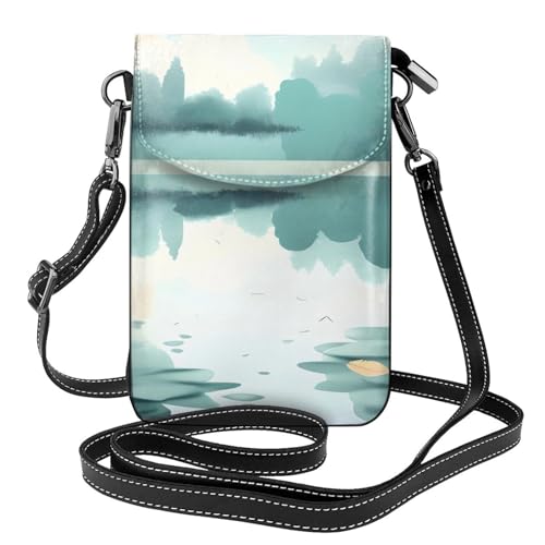 yefan Fallen Leaves On A Tranquil Lake Damen-Umhängetasche, Handy-Geldbörse mit Reißverschluss, verstellbarer Schultergurt. von yefan