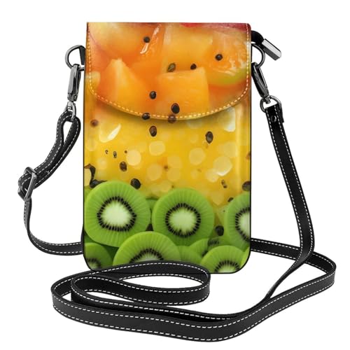 yefan Fresh Fruit Damen-Umhängetasche, Handy-Geldbörse mit Reißverschluss, verstellbarer Schultergurt. von yefan