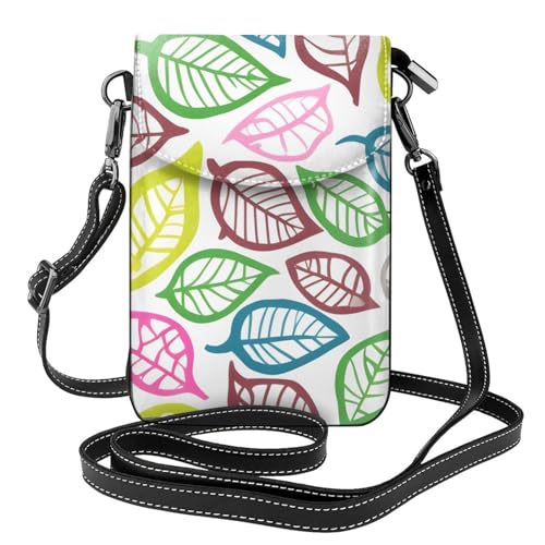 yefan Leaf Lines Damen-Umhängetasche, Handy-Geldbörse mit Reißverschluss, verstellbarer Schultergurt. von yefan