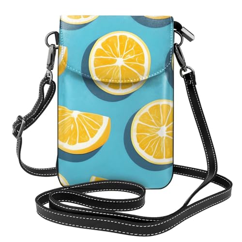 yefan Lemon Wedges Damen-Umhängetasche, Handy-Geldbörse mit Reißverschluss, verstellbarer Schultergurt. von yefan