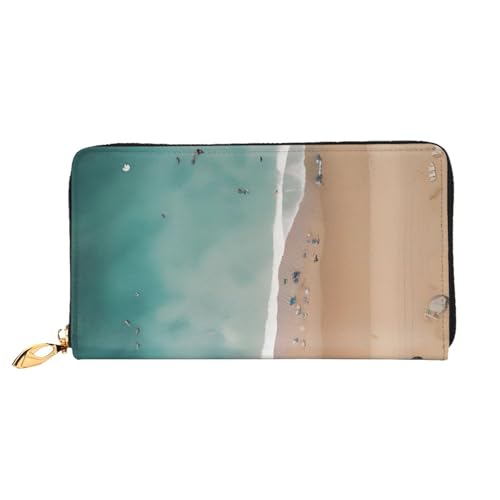 yefan Luftansicht des Strands, Geldbörse mit Reißverschluss, mehrere Karten, Organizer, Geldbörse, großes Fassungsvermögen, ca. 19 x 10,5 cm, Schwarz , Einheitsgröße von yefan
