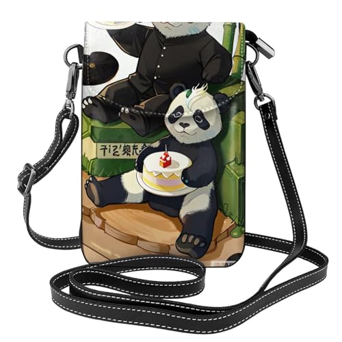 yefan Pandas Of Father And Son Damen-Umhängetasche, Handy-Geldbörse mit Reißverschluss, Schulter-Handtasche, verstellbarer Schultergurt. von yefan