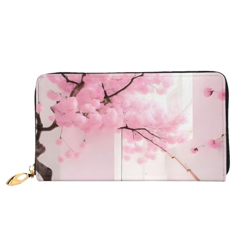 yefan Pink Cherry Blossom Staircase Wallet, Zipper Wallet, Multi Card Organizer Wallet, & Large Capacity, 7.48x4.13 Inches (Approx. 19x10.5 Cm), Schwarz , Einheitsgröße von yefan