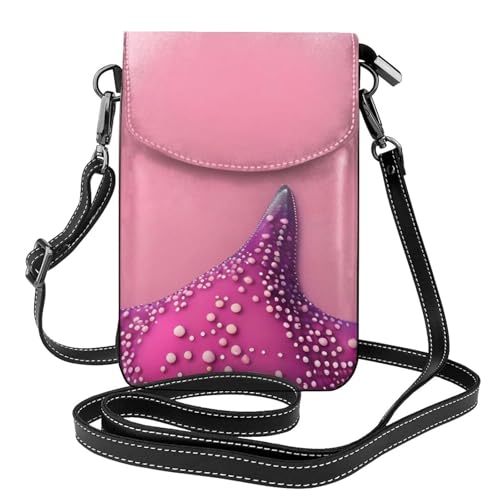 yefan Pink Sand Beach Damen-Umhängetasche, Handy-Geldbörse mit Reißverschluss, verstellbarer Schultergurt. von yefan