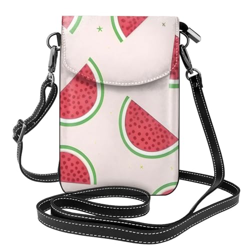 yefan Pinke Wassermelone Damen-Umhängetasche, Handy-Geldbörse mit Reißverschluss, verstellbarer Schultergurt. von yefan