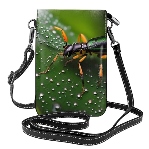 yefan Rainbows Insects Damen-Umhängetasche, Handy-Geldbörse mit Reißverschluss, verstellbarer Schultergurt. von yefan
