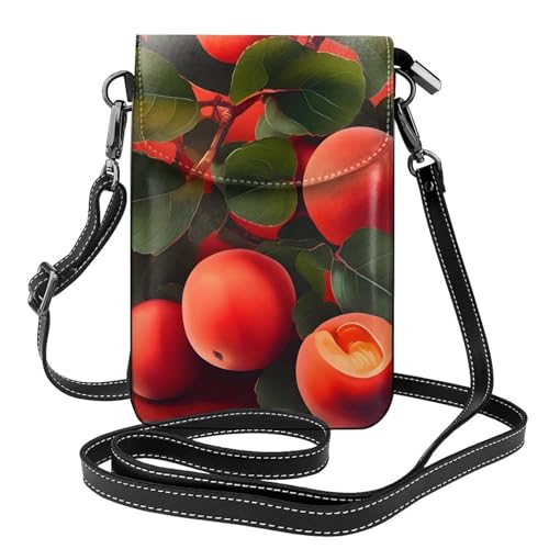 yefan Rote Aprikose Damen-Umhängetasche, Handy-Geldbörse mit Reißverschluss, verstellbarer Schultergurt. von yefan