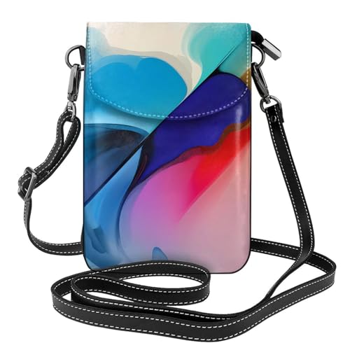 yefan Runde Aquarellmalerei Damen Crossbody-Tasche mit Reißverschluss, Handy-Geldbörse und Schultertasche, verstellbarer Schultergurt. von yefan