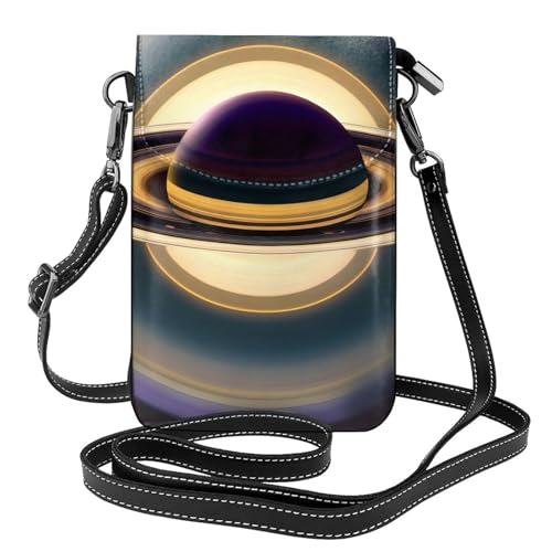yefan Schöne Saturn Damen-Umhängetasche, Handy-Geldbörse mit Reißverschluss, verstellbarer Schultergurt. von yefan