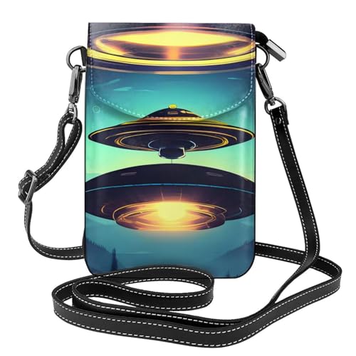 yefan Spacecraft Descend Damen-Umhängetasche, Handy-Geldbörse mit Reißverschluss, verstellbarer Schultergurt. von yefan
