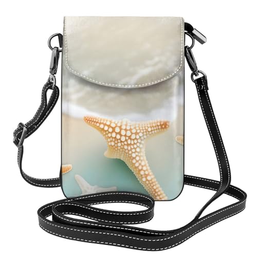 yefan Strand-Seestern Damen-Umhängetasche, Handy-Geldbörse mit Reißverschluss, Schultertasche, verstellbarer Schultergurt. von yefan