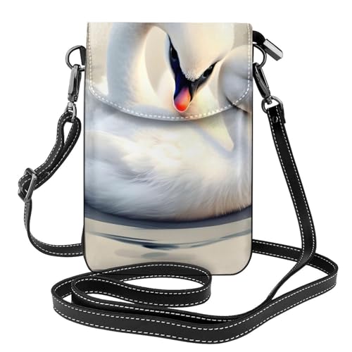 yefan Süße Little Swan Damen-Umhängetasche, Handy-Geldbörse mit Reißverschluss und Schultertasche, verstellbarer Schultergurt. von yefan