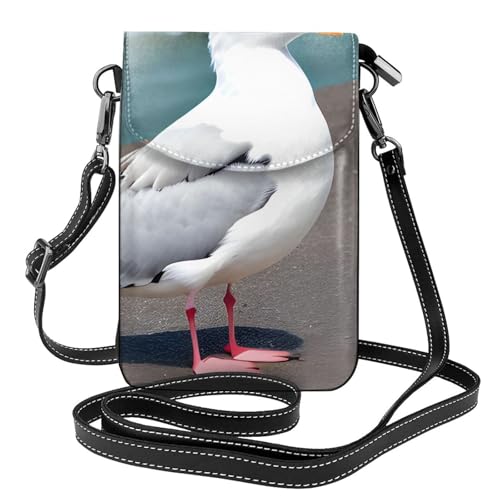 yefan Süße Möwe Damen-Umhängetasche, Handy-Geldbörse mit Reißverschluss, Schulter-Handtasche, verstellbarer Schultergurt. von yefan
