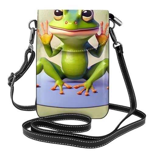 yefan The Funny Frog Doing Yoga Damen-Umhängetasche, Handy-Geldbörse mit Reißverschluss und Schultertasche, verstellbarer Schultergurt. von yefan
