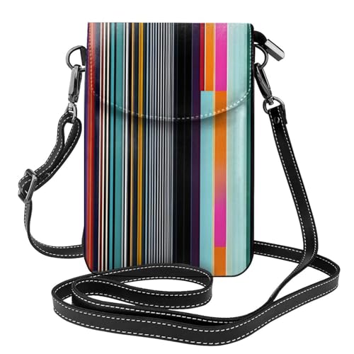 yefan Unregelmäßige vertikale Linien, Damen-Umhängetasche, Handy-Geldbörse mit Reißverschluss, Schulter-Handtasche, verstellbarer Schultergurt. von yefan