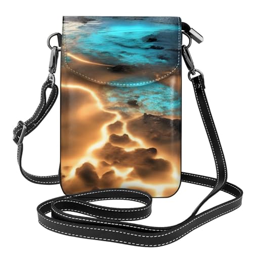 yefan View Under The Moon Damen-Umhängetasche, Handy-Geldbörse mit Reißverschluss, verstellbarer Schultergurt. von yefan