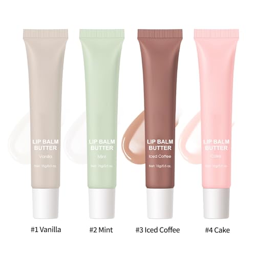 4Pcs Hydrating Lip Gloss Set, Buttery Glossy Plumping Lip Glow Oil, High Shine Glass Finish Lip Fleck, Glänzender Gelee flüssiger Lippenstift für Frauen und Mädchen von yehapp