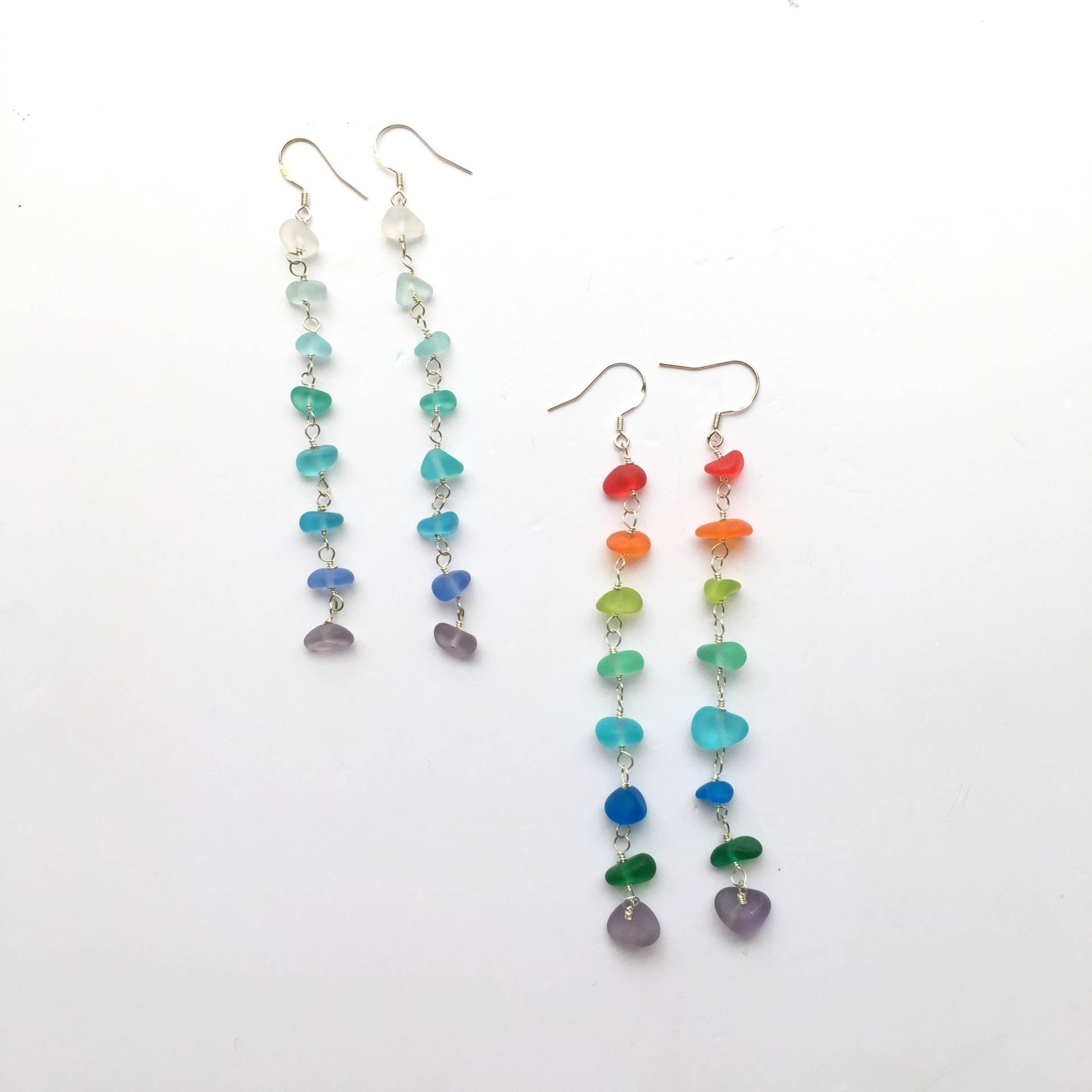 Handgemachte 925 Sterling Silber Seeglas Ohrringe, Strandglas Schmuck von yellowcentaury