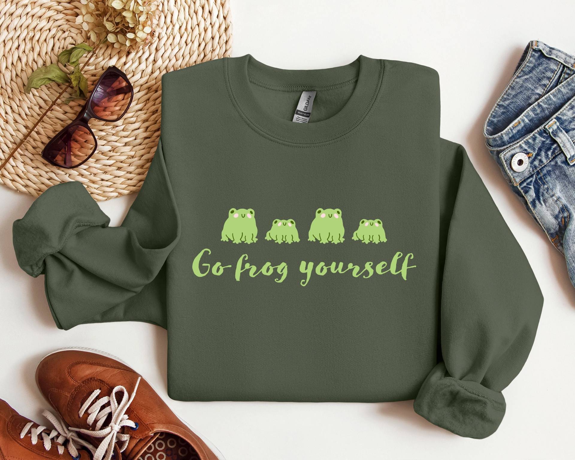 Anpassungsfähiges Frosch Sweatshirt, Kawaii Frosch, Süßer Go Selbst, Individueller Sweater, Geschenk Für Sie von yellowlittlemonsta