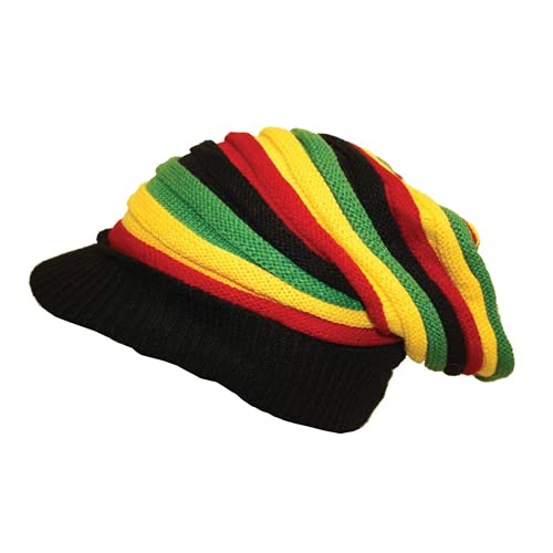 CRAZY LIZARD Hut Bob Marley Stil mit Rasta Streifen. Strickmütze im Slouch Beanie Stil mit Schirm von CRAZY LIZARD