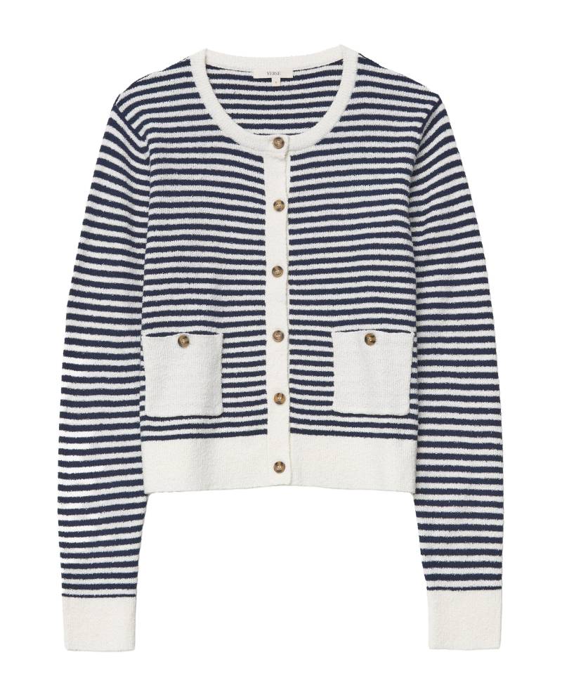 yerse - Cardigan mit Streifen blau/weiß - Gr. - L von yerse