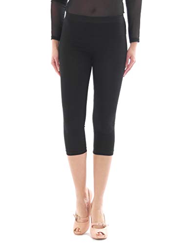 YESET Capri 3/4 Damen Leggings Leggins Baumwolle Hose hoher Bund mit Taschen schwarz L von YESET