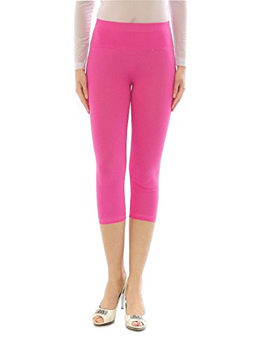 YESET Damen Capri 3/4 Leggings Leggins Baumwolle Hose Wäsche hoher Bund pink XXL von YESET