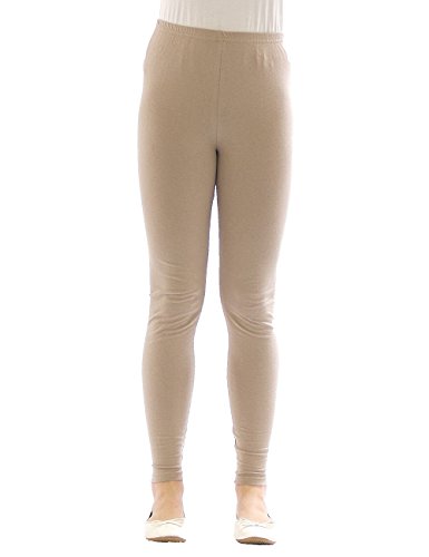 YESET Kinder Mädchen Leggings lang Blickdicht aus Baumwolle Hose Jungen Beige 104 von YESET