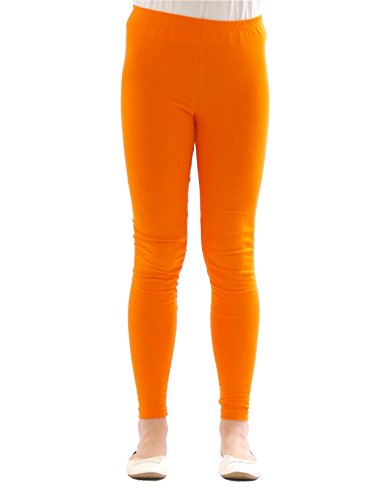 YESET Kinder Mädchen Leggings lang Blickdicht aus Baumwolle Hose Jungen Orange 110 von YESET