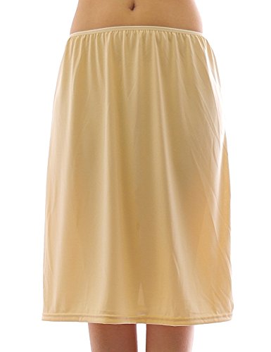 Maxi Unterrock Gummibund Falten Rock Skirt Maxirock Beige S/M von YESET