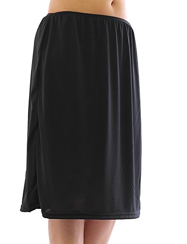 Maxi Unterrock Gummibund Falten Rock Skirt Maxirock Schwarz L/XL von YESET