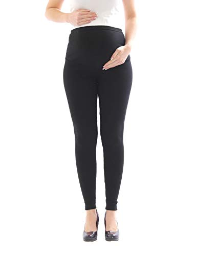 YESET Umstandsleggings Thermo Fleece innen Hose lang Baumwolle Umstand-Leggings schwarz L von YESET