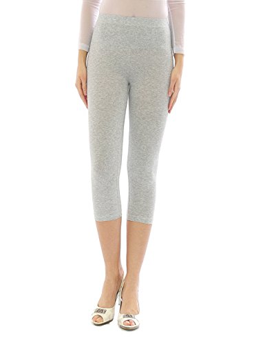 YESET Damen Capri 3/4 Leggings Leggins Baumwolle Hose Wäsche hoher Bund hellgrau XXL von YESET